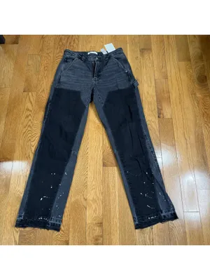 Size 30 US Men’s Zara Carpenter Utility Jeans Gray Black Paint Splatter thumbnail 6