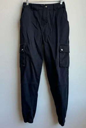 White Fox Boutique Black Cargo Jogger Street Style Size Medium Utility Comfort thumbnail 1