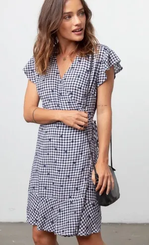 Rails Leanne Wrap Dress in Navy Gingham Dots‎ thumbnail 1