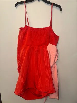 Strapless Red Mini Dress with Blush Bow thumbnail 7