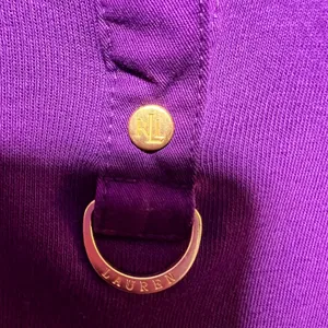 Lauren Ralph Lauren Purple‎ Long Sleeve Split Neck Top Gold Hardware Cotton Med thumbnail 3