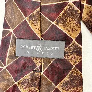 Robert Talbott Studio Mens Tie Geometric Brown Multicolor Necktie Vintage Cravat thumbnail 9