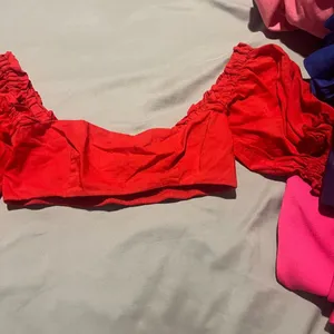 Weworewhat Coco Solid Obe Ruby Red Top Womens Sexy Cropped Xs thumbnail 6
