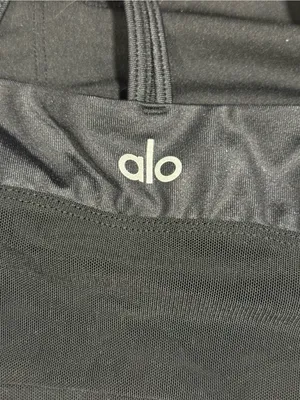 Alo Yoga Lavish Bra Glossy Black Mesh:Size Medium thumbnail 5
