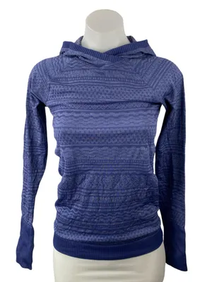 Lululemon Rest Less Women's Blue Hoodie Hooded Long Sleeve Sweatshirt Top Sz 12 thumbnail 1