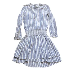 Rails Jasmine Parisian Blue Striped Linen Blend‎ Smocked Mini Dress Womens XS thumbnail 3