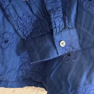LOFT Blue Eyelet SMALL Embroidered Long Sleeve Blouse Top‎ Shirt Womens thumbnail 9