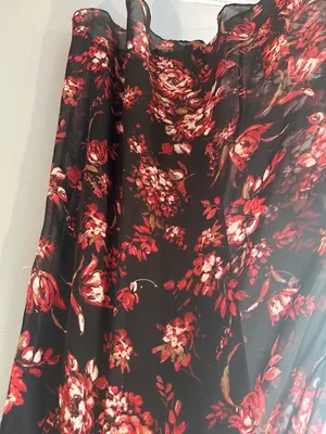 Black Red Floral Sheer Maxi Dress Size 8 Romantic Dark Fairy Valentine’s Gothic thumbnail 3