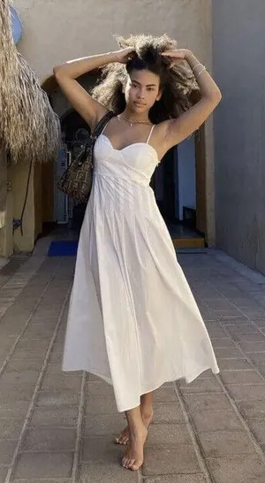 ZARA dress maxi corset style bohemian white summer vacation thumbnail 1
