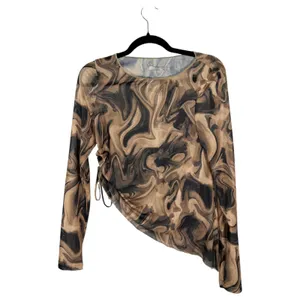 Red by BKE Marble Print Mesh Top Black Taupe Sheer Size Large NEW with Tags thumbnail 6