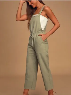 Rhythm. Small Jumpsuit Sage Green Relaxed Wide Leg Beach Linen Cotton thumbnail 2