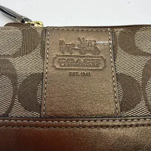 Coach Mini Skinny Brown Signature C Canvas Coin Case thumbnail 2