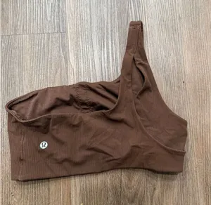 Lululemon Ribbed One Shoulder Yoga Bra Java Brown W2DIES Size 8 thumbnail 1