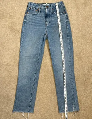 Madewell The Curvy Perfect Vintage Raw Hem Distressed Jean Women Blue 23T Tall thumbnail 9