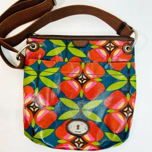Fossil Key-Per Floral Coated Canvas Crossbody Bag with Brown Adjustable Strap thumbnail 4