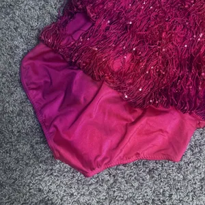 Dance Costume Small Adult Red Weissman 13323 Jazz Sequin fringe showgirl Vamp thumbnail 3