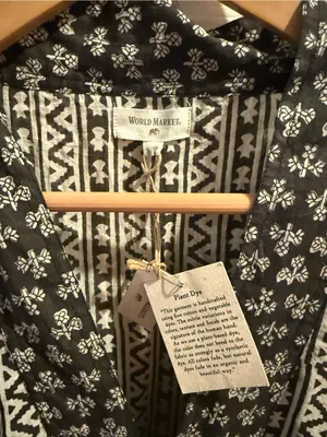 World Market Black and Beige Boho Print Kaftan Midi Dress thumbnail 2