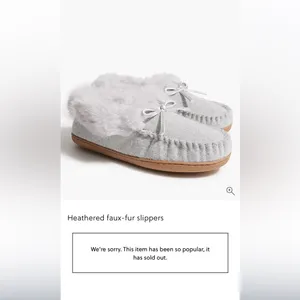 NWT J.Crew womens faux shearling grey moccasin slipper size 8 sold out! thumbnail 4