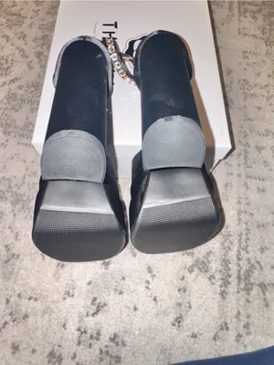 New Black Satin Platform Heels with Jeweled Ankle Strap size 37(7) thumbnail 4