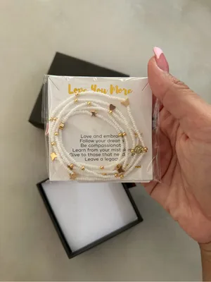Gold Accent White Beaded Wrap Bracelet - Women Jewelry thumbnail 2
