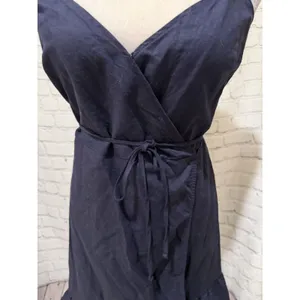 GAP Linen Navy Blue Ruffle Wrap Cami Cotton/Linen Dress navy blue Size Small thumbnail 3