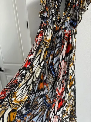 Anthropologie Maeve Boho Butterfly-Print V-Neck Maxi Dress in Multicolor Size XS thumbnail 5
