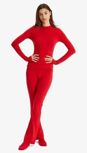 Skims Cotton Jersey Long Sleeve T-Shirt & Foldover Pants Outfit Set Red Size XS thumbnail 1