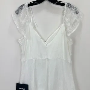 Lulus Graceful Darling White Lace Flutter Sleeve Tiered Midi Dress XL NWT thumbnail 8