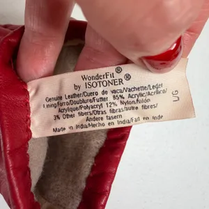 Isotoner L Leather Gloves Red Genuine Leather Warm Winter Classic Logo Aris 115 thumbnail 6