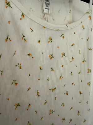 NWT Skims Cotton Rib Cami Marigold Rosebud Print White Crop Size Small thumbnail 4