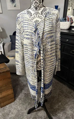 Fate Size XXL Blue Black And White Duster Jacket thumbnail 1