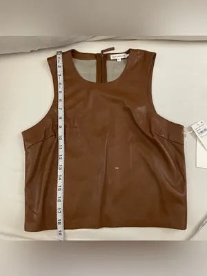 Good American NWT Faux Leather Sleeveless Shell Top Size 2 thumbnail 4