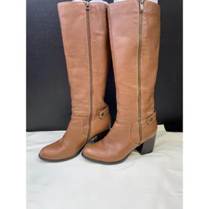 Franco Sarto Womens Brown Pebbled Leather Heeled Boots Size 8M SKU 6723 thumbnail 2