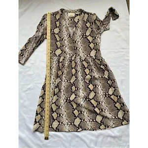 Anthropologie Women’s Juno Snake Skin Print 3/4 Sleeve Dress Brown Size XS thumbnail 5