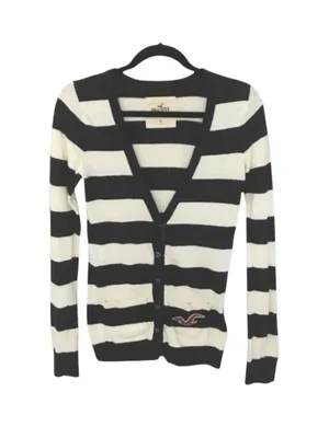 Hollister ★ Varsity Collegiate Rugby Stripe Cardigan Sweater ★ Navy White ★ S thumbnail 13