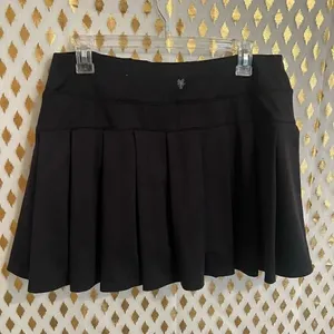 Pleated skort tennis skirt shorts black goth schoolgirl size L thumbnail 2