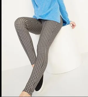 NWT Old Navy Small Stevie high rise pixie houndstooth pull on pants stretchy thumbnail 1