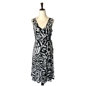 Nic+Zoe Abstract Print Sleeveless Dress‎ Women XS NWT Black White Stretch Knit thumbnail 3