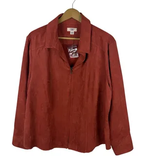 NEW Cato Faux Suede Full Zip Jacket Size 18/20W Solid Rust Autumn Western Layers thumbnail 1