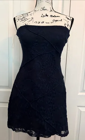 Altar'd State Strapless Navy Lace Cocktail Dress thumbnail 1