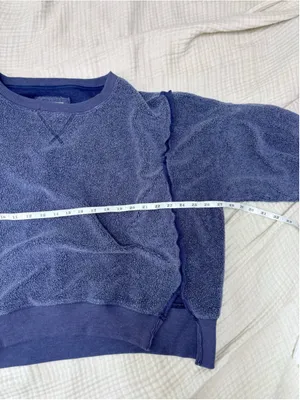Women's American Eagle Big Hug Crewneck Blue Sweatshirt Oversized Open Size thumbnail 6