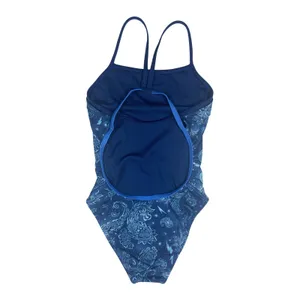 Speedo Double Crossback One Piece Blue Size 24‎ Racing Swimsuit Activewear EUC thumbnail 4