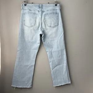 Gap Kick Fit Cropped Jeans Size 14 32 Light Blue Stretch Denim Boho Chic Raw Hem thumbnail 3