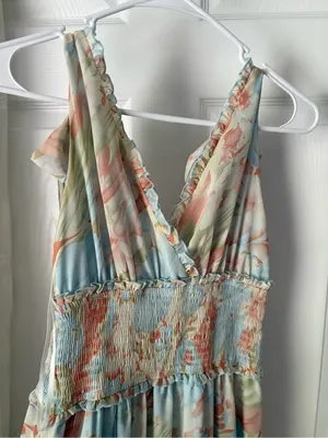 Petal & Pup boho Christabel Floral Sleeveless Tiered ruffle Maxi Dress size S thumbnail 4