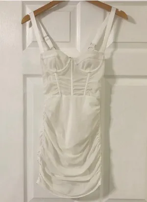 Oh Polly Mesh White Mini Dress thumbnail 3