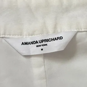 Amanda Uprichard Wallace Shorts 100% Linen White Pleat Front Coastal Size Medium thumbnail 5