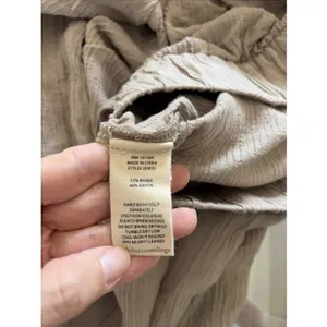 Soft Surroundings Wide Leg Pants Womens Size L Tan Gauze Button Hem Coastal thumbnail 9