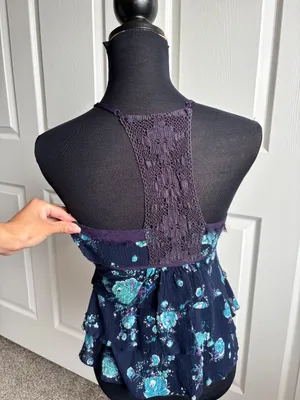 Free People floral lace-back cami top size 2 thumbnail 5