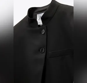ZARA blazer cropped suit jacket black casual business thumbnail 4