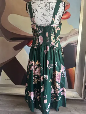 Free People Laters Baby Midi Dress Jade green floral print cottage core thumbnail 4